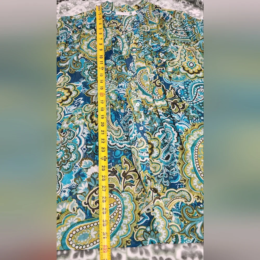 Susan Graver Crinkled Sheer Chiffon Printed Tunic with Knit Tank - Picture 2 of 7